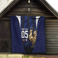 Custom France Football Quilt Gallic Rooster Luxury Sport Style