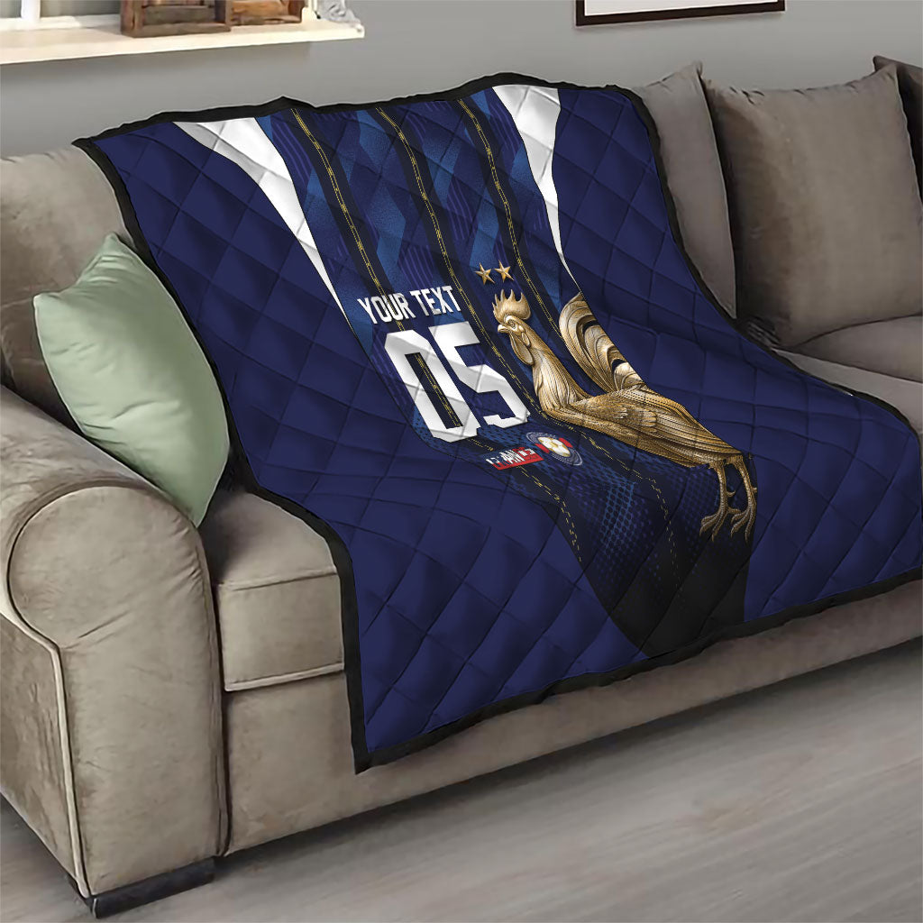 Custom France Football Quilt Gallic Rooster Luxury Sport Style