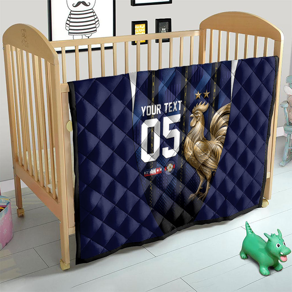 Custom France Football Quilt Gallic Rooster Luxury Sport Style