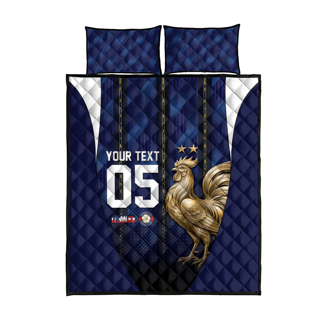 Custom France Football Quilt Bed Set Gallic Rooster Luxury Sport Style