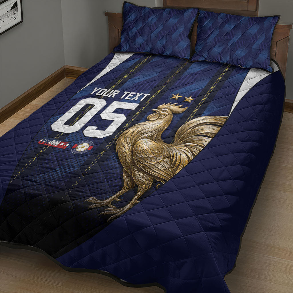 Custom France Football Quilt Bed Set Gallic Rooster Luxury Sport Style