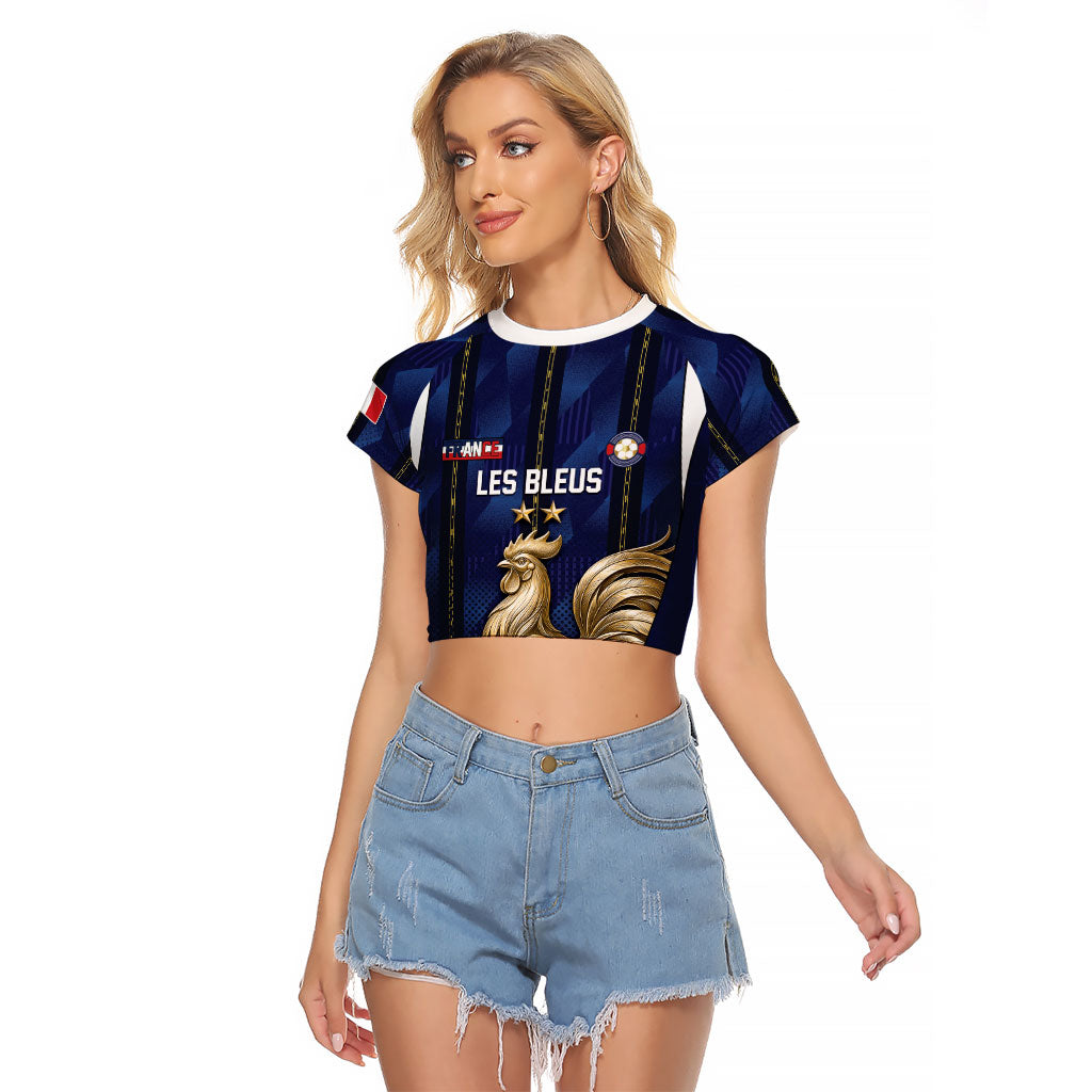 Custom France Football Raglan Cropped T Shirt Gallic Rooster Luxury Sport Style