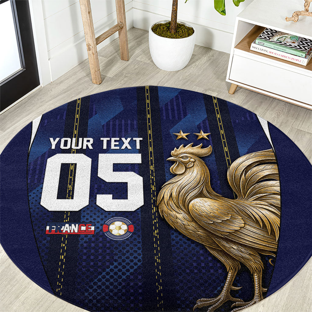 Custom France Football Round Carpet Gallic Rooster Luxury Sport Style
