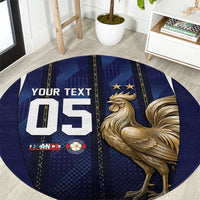 Custom France Football Round Carpet Gallic Rooster Luxury Sport Style
