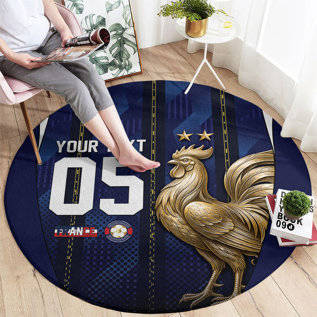 Custom France Football Round Carpet Gallic Rooster Luxury Sport Style