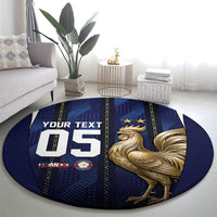 Custom France Football Round Carpet Gallic Rooster Luxury Sport Style