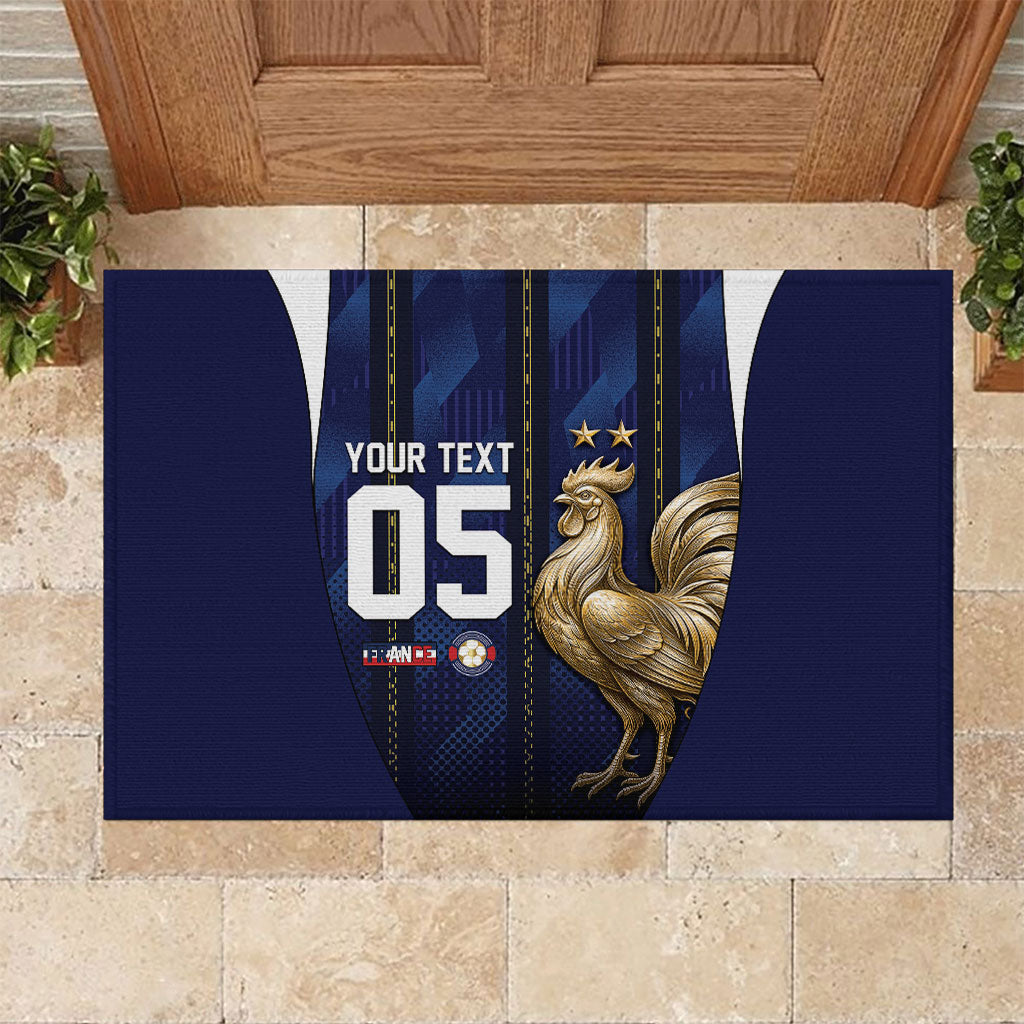 Custom France Football Rubber Doormat Gallic Rooster Luxury Sport Style
