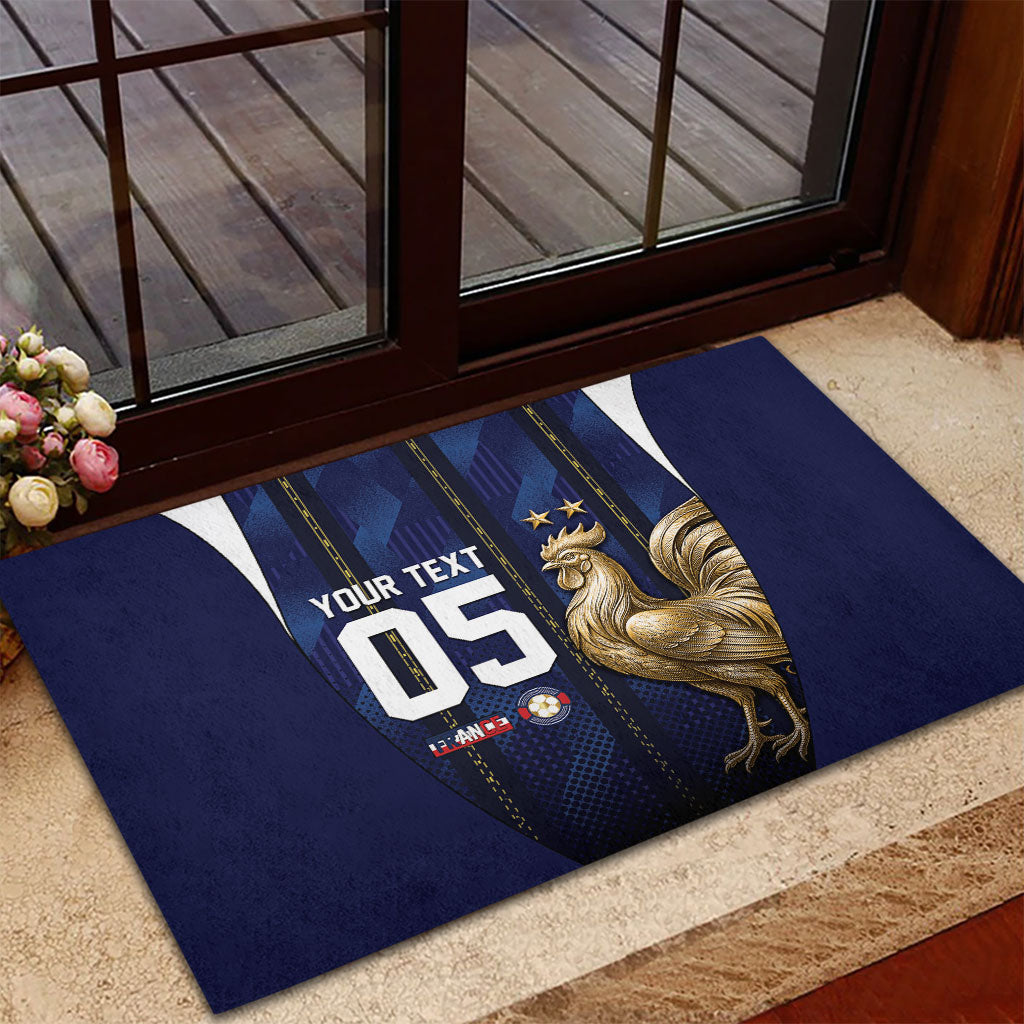 Custom France Football Rubber Doormat Gallic Rooster Luxury Sport Style