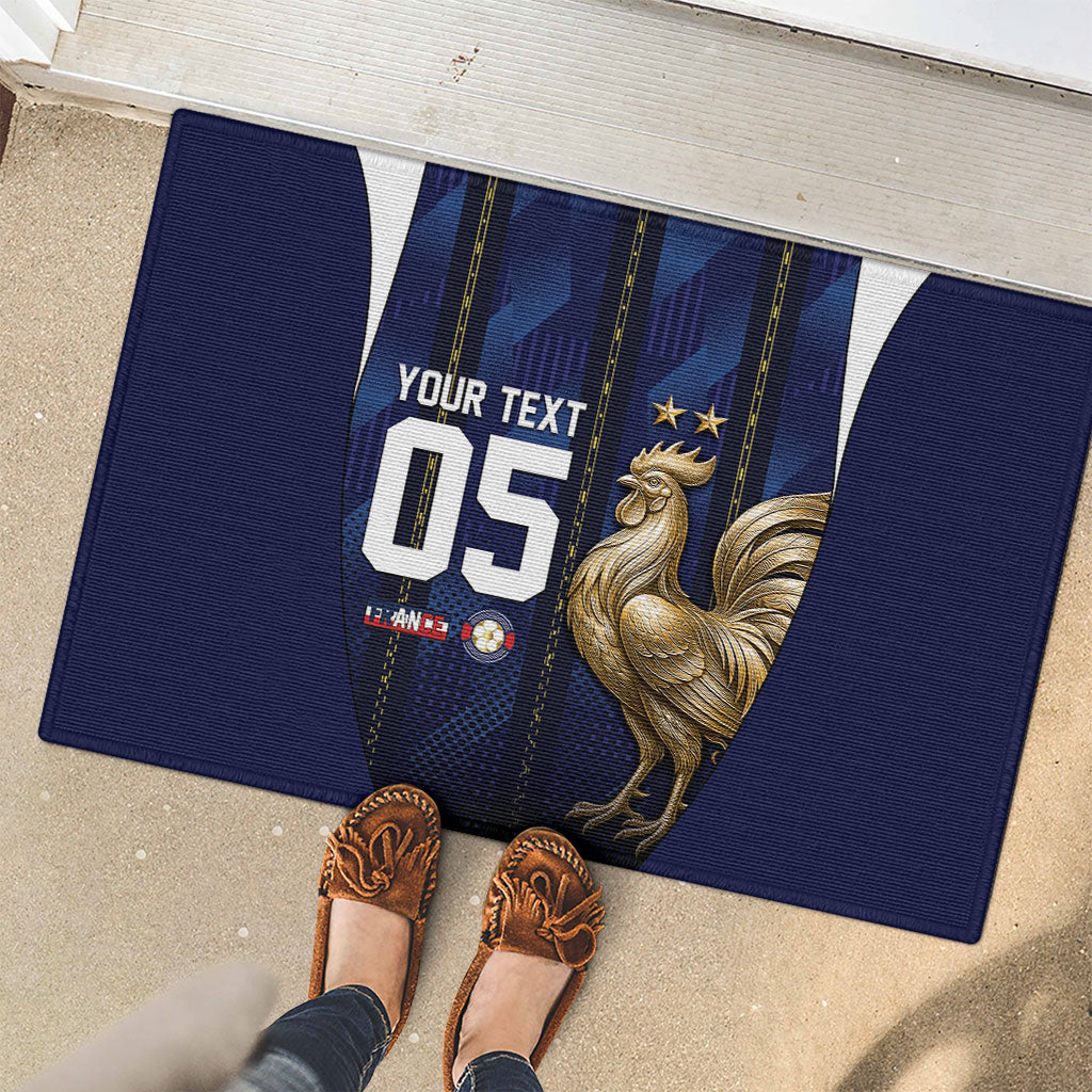 Custom France Football Rubber Doormat Gallic Rooster Luxury Sport Style