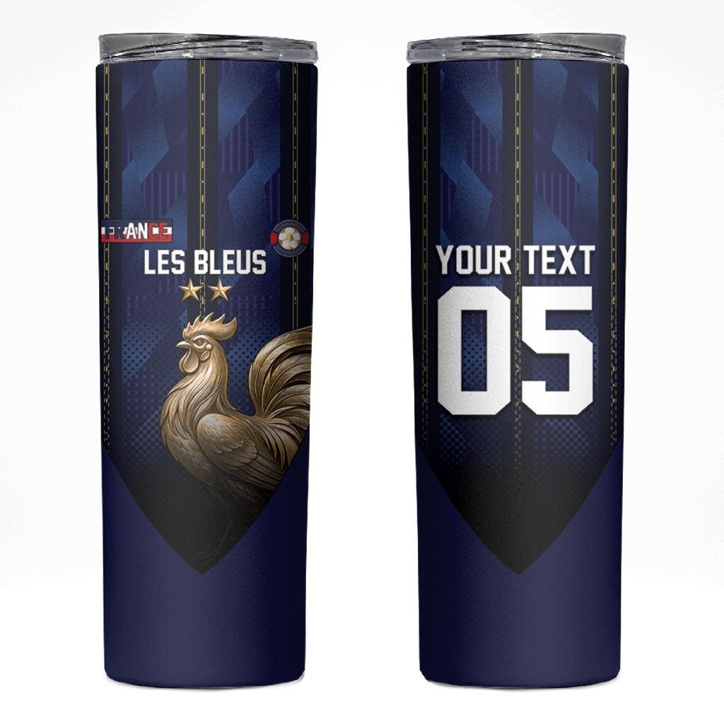 Custom France Football Skinny Tumbler Gallic Rooster Luxury Sport Style
