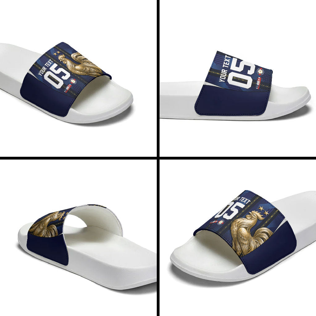Custom France Football Slide Sandals Gallic Rooster Luxury Sport Style