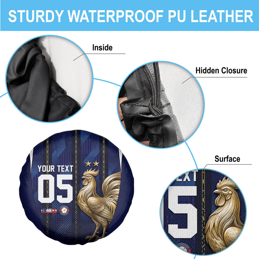 Custom France Football Spare Tire Cover Gallic Rooster Luxury Sport Style