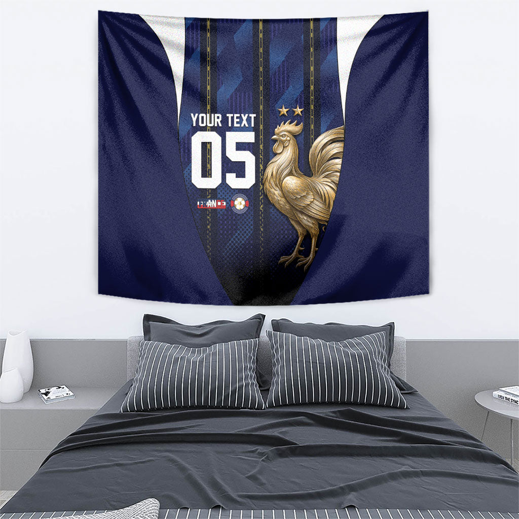 Custom France Football Tapestry Gallic Rooster Luxury Sport Style