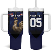 Custom France Football Tumbler With Handle Gallic Rooster Luxury Sport Style