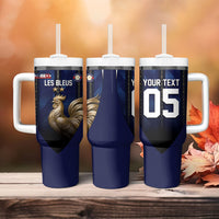 Custom France Football Tumbler With Handle Gallic Rooster Luxury Sport Style