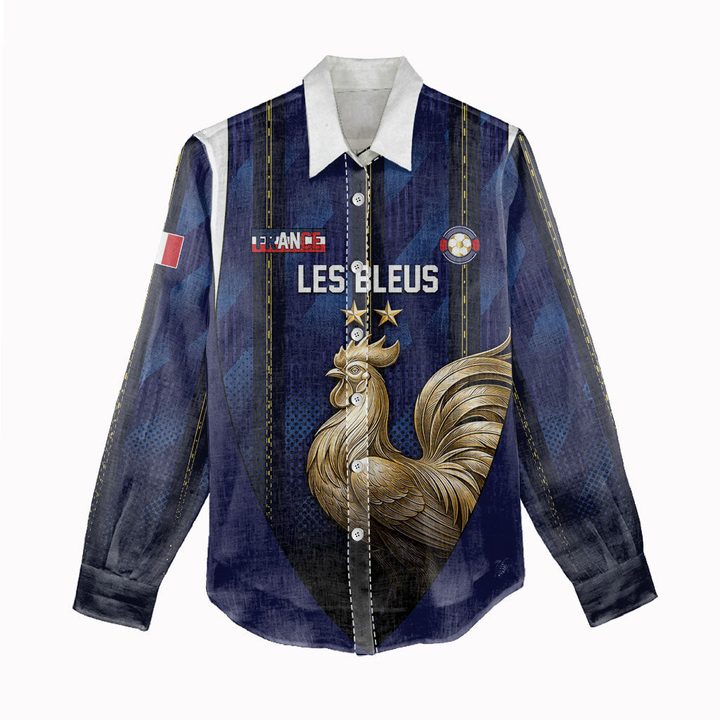 Custom France Football Women Casual Shirt Gallic Rooster Luxury Sport Style
