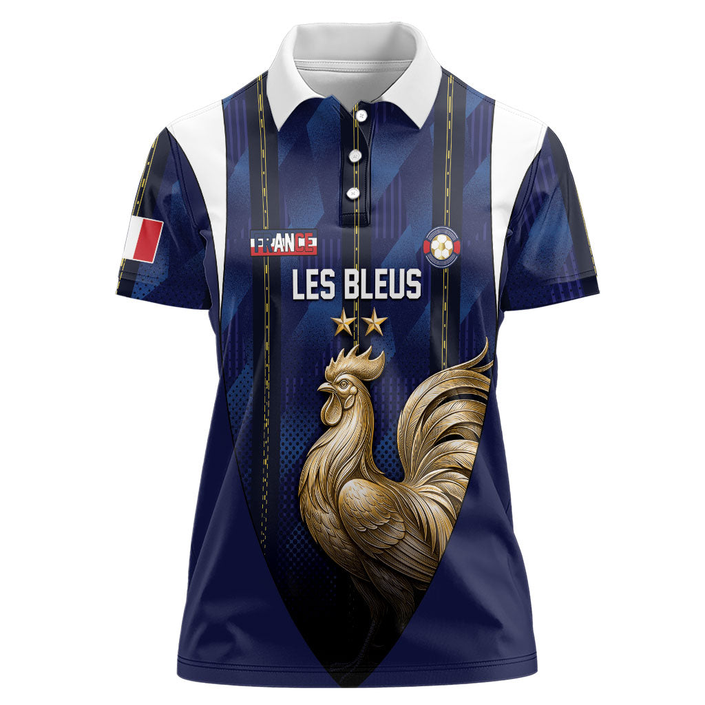 Custom France Football Women Polo Shirt Gallic Rooster Luxury Sport Style