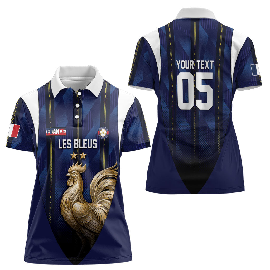 Custom France Football Women Polo Shirt Gallic Rooster Luxury Sport Style