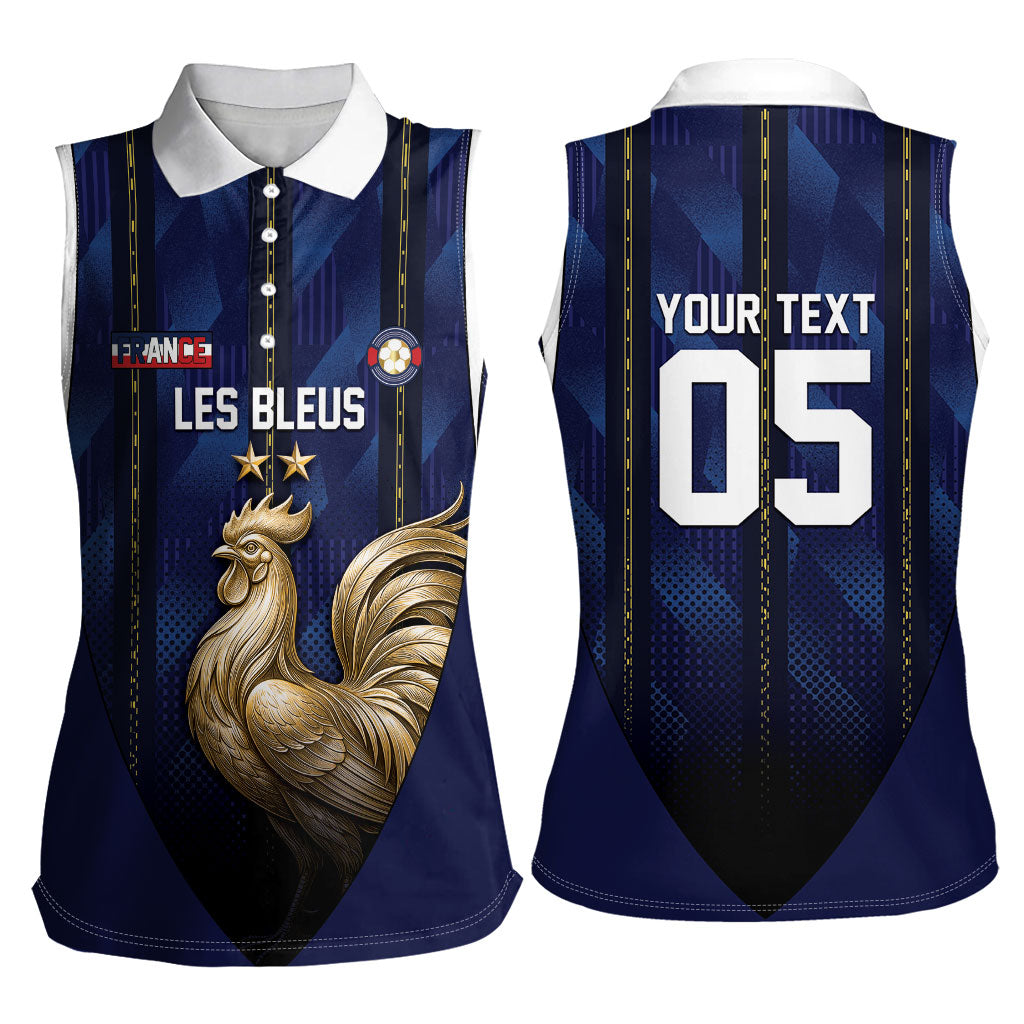 Custom France Football Women Sleeveless Polo Shirt Gallic Rooster Luxury Sport Style