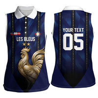 Custom France Football Women Sleeveless Polo Shirt Gallic Rooster Luxury Sport Style
