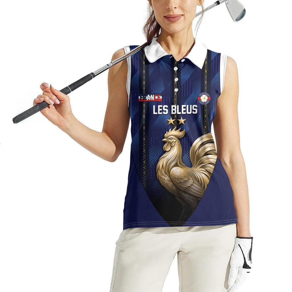 Custom France Football Women Sleeveless Polo Shirt Gallic Rooster Luxury Sport Style