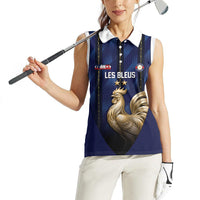 Custom France Football Women Sleeveless Polo Shirt Gallic Rooster Luxury Sport Style