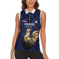 Custom France Football Women Sleeveless Polo Shirt Gallic Rooster Luxury Sport Style