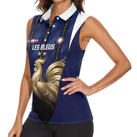 Custom France Football Women Sleeveless Polo Shirt Gallic Rooster Luxury Sport Style