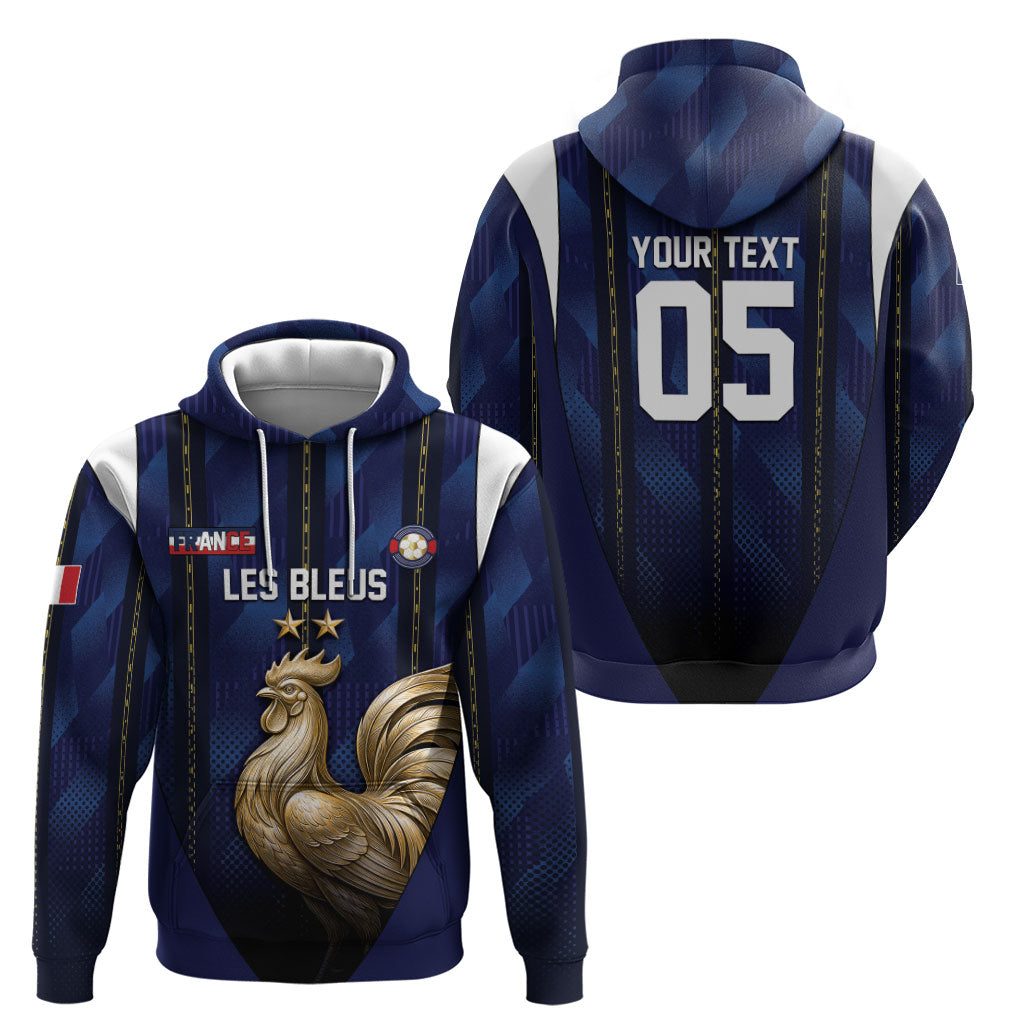 Custom France Football Zip Hoodie Gallic Rooster Luxury Sport Style
