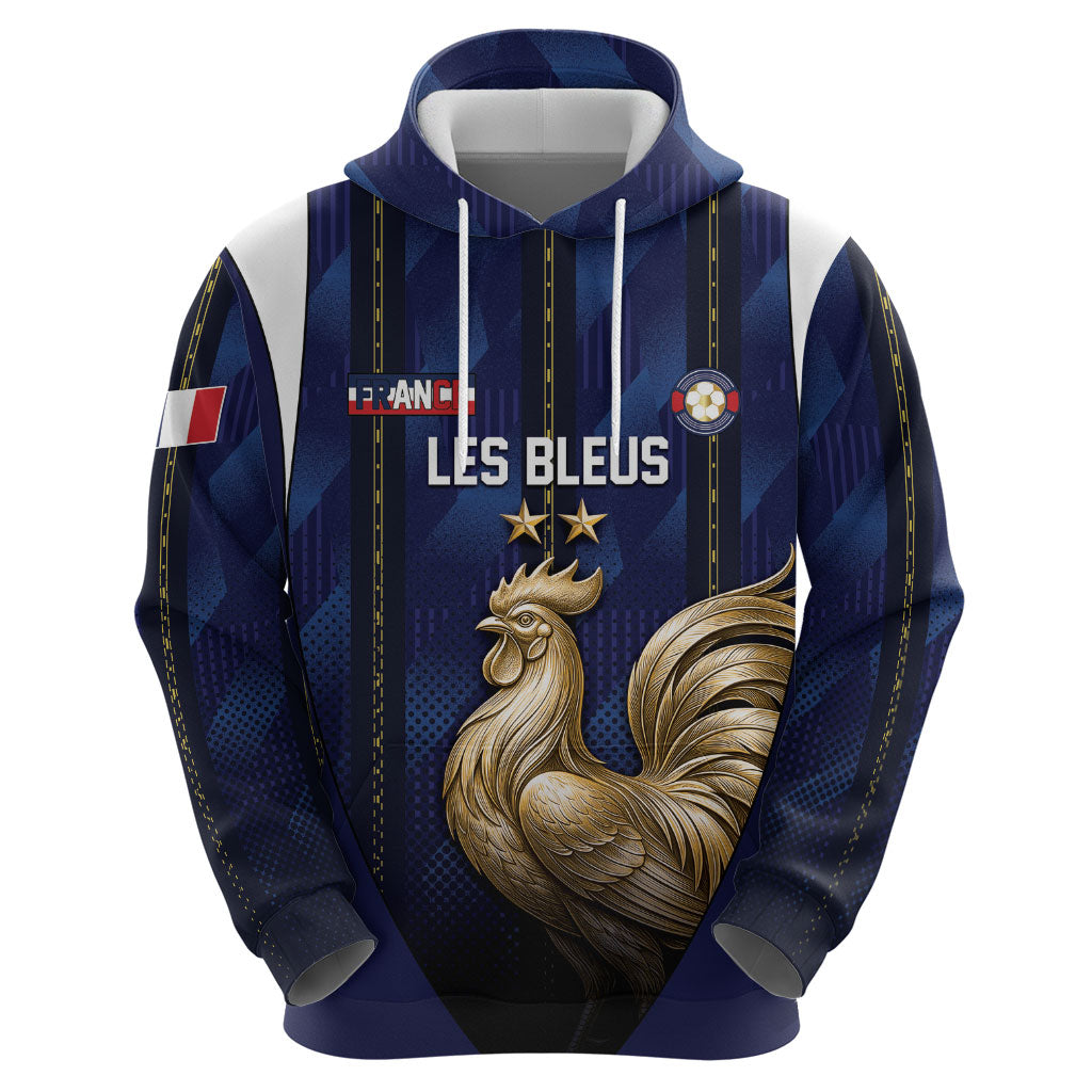 Custom France Football Zip Hoodie Gallic Rooster Luxury Sport Style