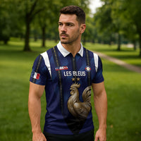 Custom France Football Zipper Polo Shirt Gallic Rooster Luxury Sport Style