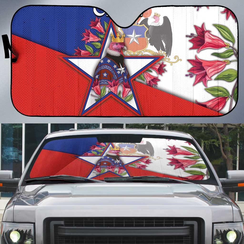 Chile Auto Sun Shade Andean Condor With Chilean Bellflower - Wonder Print Shop