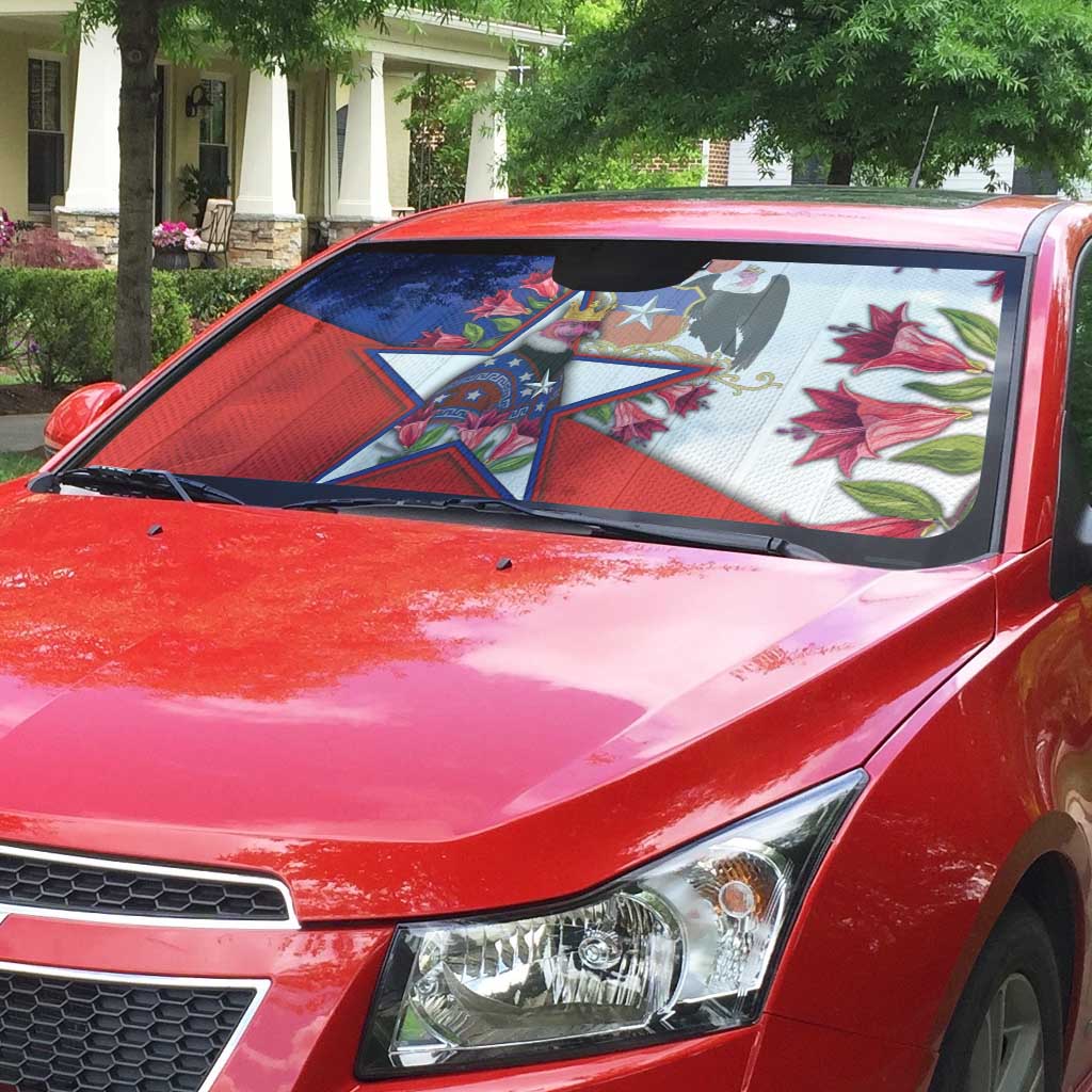 Chile Auto Sun Shade Andean Condor With Chilean Bellflower - Wonder Print Shop