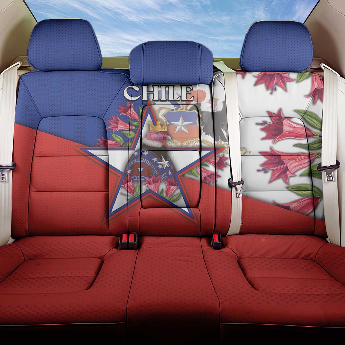 Chile Back Car Seat Cover Andean Condor With Chilean Bellflower - Wonder Print Shop