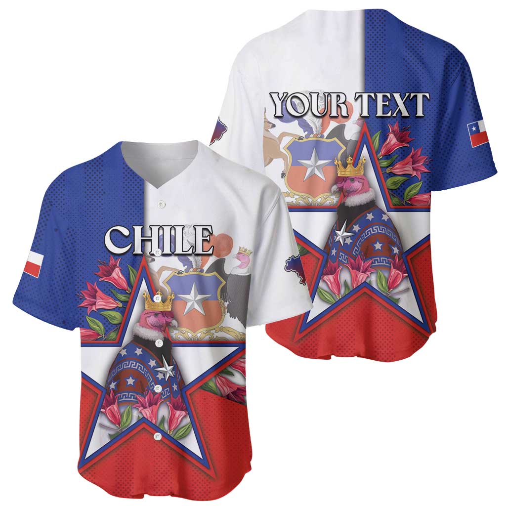 Personalized Chile Baseball Jersey Andean Condor With Chilean Bellflower - Wonder Print Shop