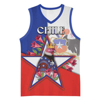 Personalized Chile Basketball Jersey Andean Condor With Chilean Bellflower - Wonder Print Shop