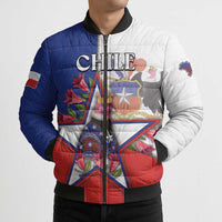 Personalized Chile Bomber Puffer Jacket Andean Condor With Chilean Bellflower - Wonder Print Shop