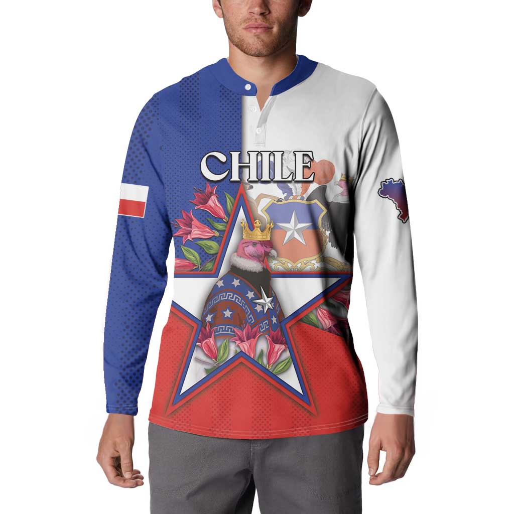 Personalized Chile Button Sweatshirt Andean Condor With Chilean Bellflower - Wonder Print Shop