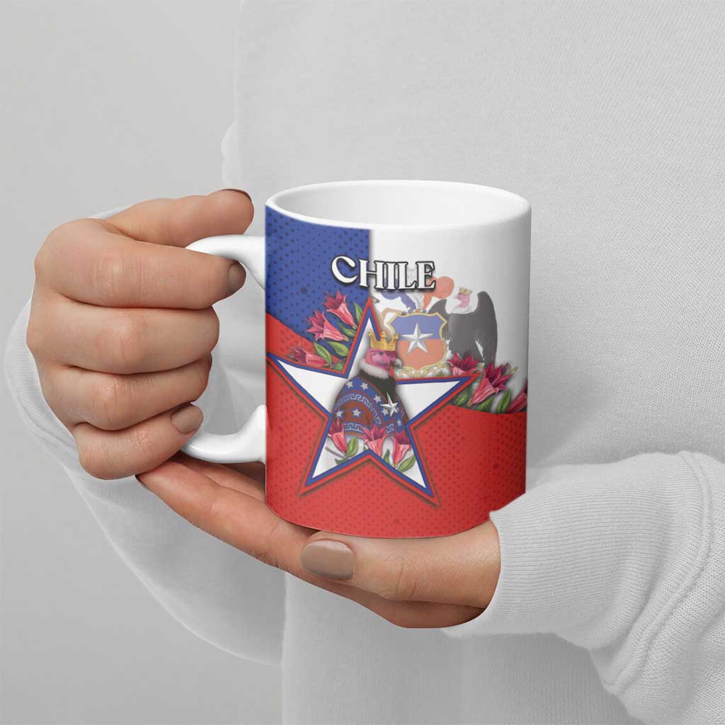 Chile Ceramic Mug Andean Condor With Chilean Bellflower - Wonder Print Shop