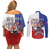 Personalized Chile Couples Matching Off Shoulder Short Dress and Long Sleeve Button Shirt Andean Condor With Chilean Bellflower - Wonder Print Shop