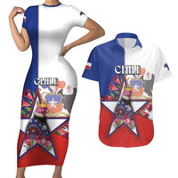 Personalized Chile Couples Matching Short Sleeve Bodycon Dress and Hawaiian Shirt Andean Condor With Chilean Bellflower - Wonder Print Shop