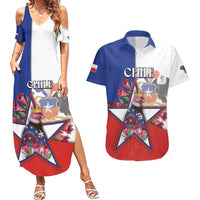 Personalized Chile Couples Matching Summer Maxi Dress and Hawaiian Shirt Andean Condor With Chilean Bellflower - Wonder Print Shop