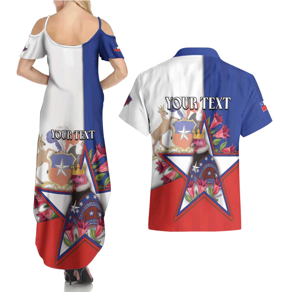 Personalized Chile Couples Matching Summer Maxi Dress and Hawaiian Shirt Andean Condor With Chilean Bellflower - Wonder Print Shop