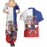 Personalized Chile Couples Matching Summer Maxi Dress and Hawaiian Shirt Andean Condor With Chilean Bellflower - Wonder Print Shop