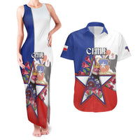 Personalized Chile Couples Matching Tank Maxi Dress and Hawaiian Shirt Andean Condor With Chilean Bellflower - Wonder Print Shop