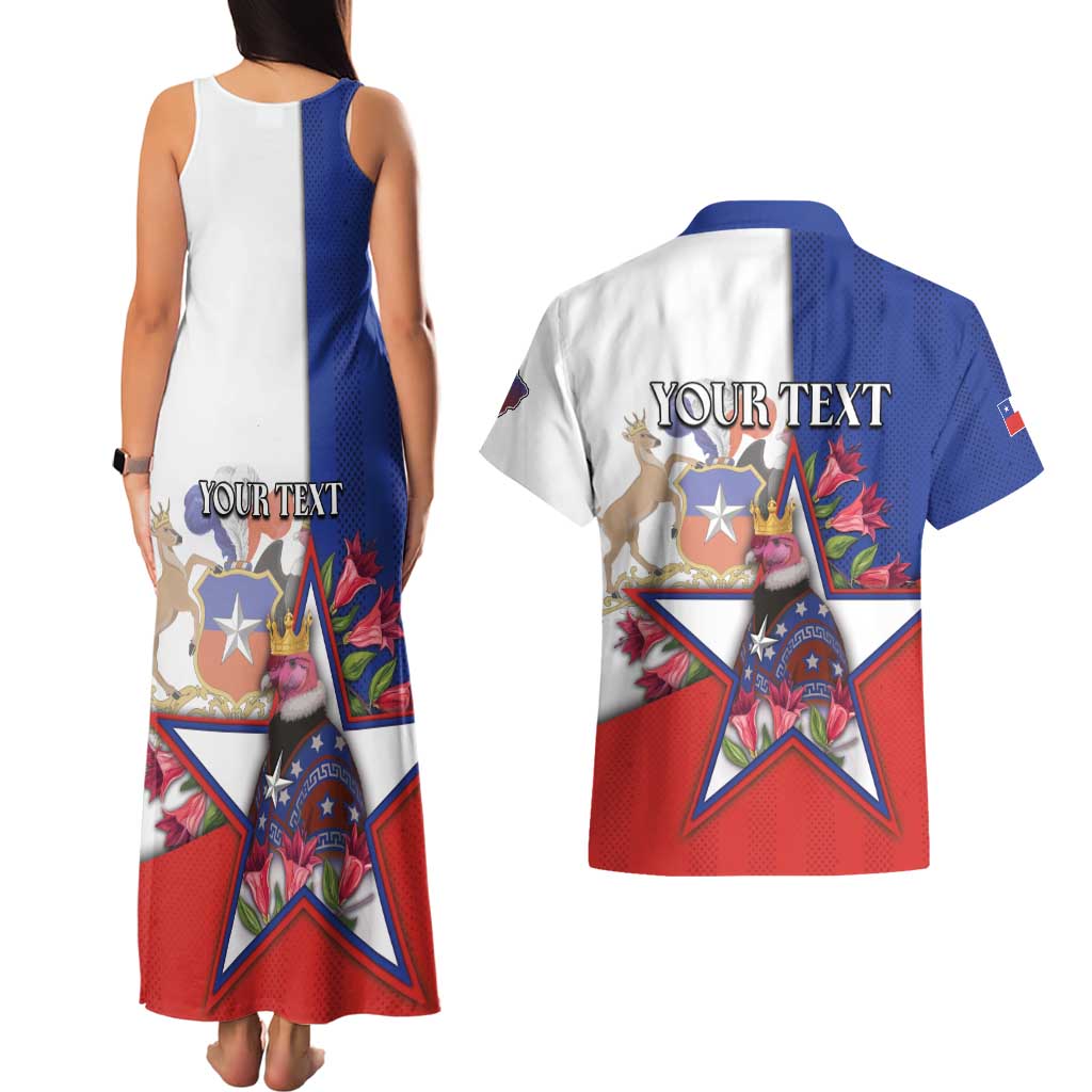 Personalized Chile Couples Matching Tank Maxi Dress and Hawaiian Shirt Andean Condor With Chilean Bellflower - Wonder Print Shop