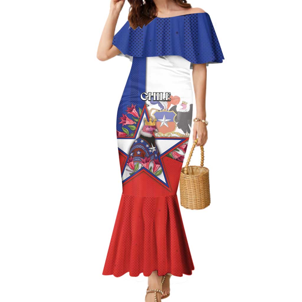 Personalized Chile Family Matching Mermaid Dress and Hawaiian Shirt Andean Condor With Chilean Bellflower - Wonder Print Shop