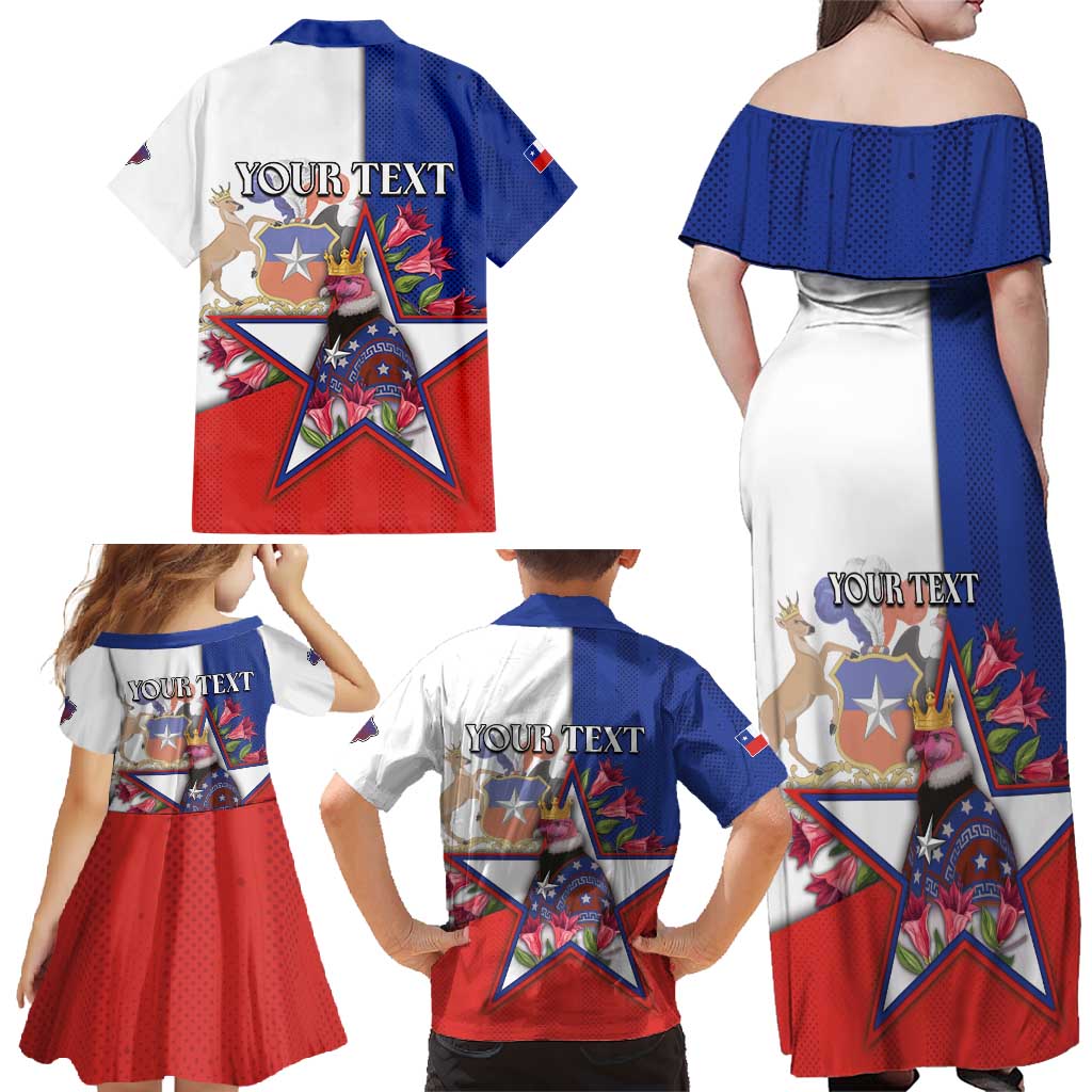 Personalized Chile Family Matching Off Shoulder Maxi Dress and Hawaiian Shirt Andean Condor With Chilean Bellflower - Wonder Print Shop