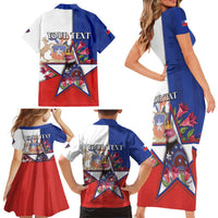 Personalized Chile Family Matching Short Sleeve Bodycon Dress and Hawaiian Shirt Andean Condor With Chilean Bellflower - Wonder Print Shop