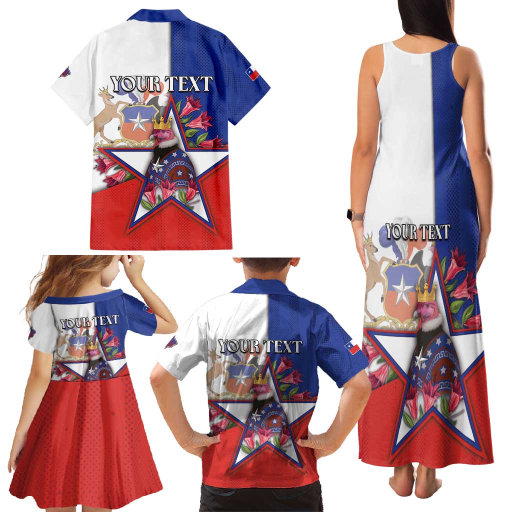 Personalized Chile Family Matching Tank Maxi Dress and Hawaiian Shirt Andean Condor With Chilean Bellflower - Wonder Print Shop